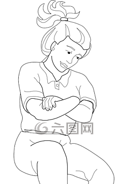 女孩,坐,女子