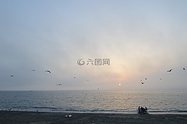 直布羅陀,太陽落山,海灘