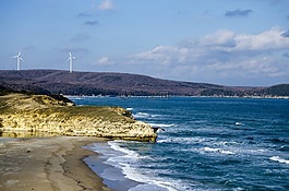 海洋,景觀,日落