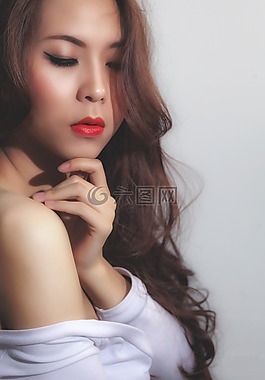 女士,美麗,白