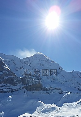 太陽,山,雪