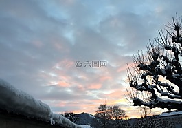 晚上,傍晚的天空,冬天