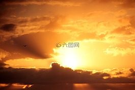 日落,太阳,乌云