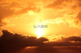 日落,太阳,乌云