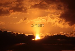 日落,太阳,乌云