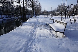 雪,冬天,银行