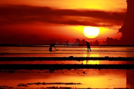 日落,海,天空