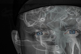 眼睛,煙,男子