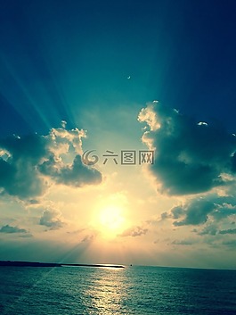 海,天空,太陽