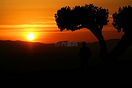 日落,意大利,托斯卡納