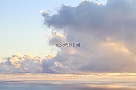 云,日落,海