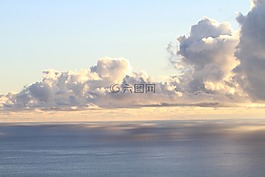云,日落,海