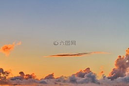 云,日落,海