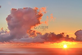 云,日落,海