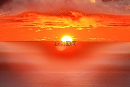 云,日落,海