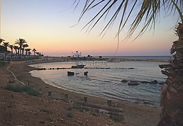 海灘,日落,塞浦路斯