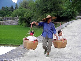 中國,女子,攜帶