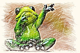 青蛙,波,繪圖