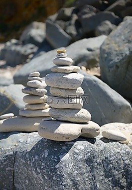 鵝卵石,海灘,樁