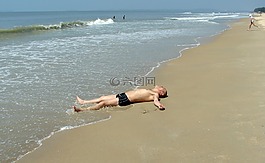 放寬,男子,海灘