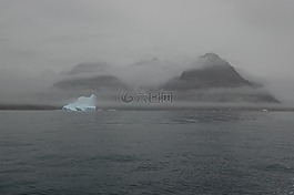雾,浮冰,山