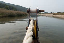 劃船,河,繩