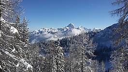 冬天,山,滑雪游