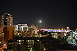 天際線,月亮,城市