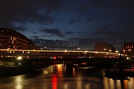 汉堡,夜,水