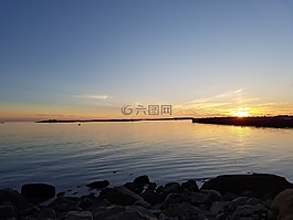 大自然,日落,海
