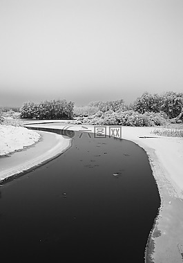 河,冬天,雪