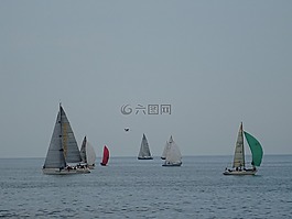 船,天空,海