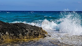 波,砸,海岸