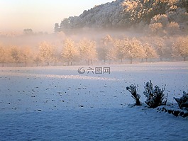 冬天,日出,博登湖