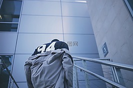 足球运动员,楼梯,蓝色