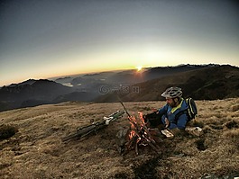 篝火,露營(yíng),騎自行車