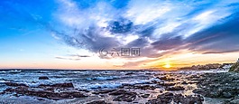 日落,藍色,海