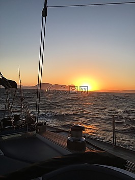 帆,日落,abendstimmung