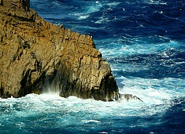 巖,海岸,噴霧