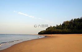 海沙灘,阿拉伯海,金黃色的沙灘