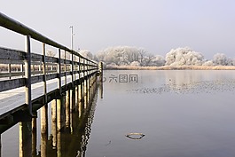 碼頭,船碼頭,霜