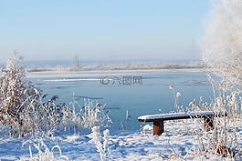 景觀,湖,銀行