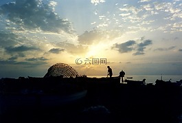 漁,黎明,海