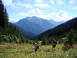 徒步旅行,景觀,山
