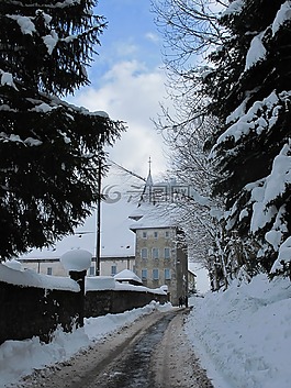 雪,冬天,修道院 de tamié