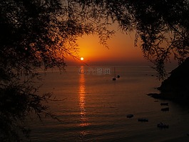 日落,海,夏季