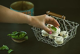 餅干,籃,手