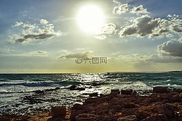 巖質(zhì)海岸,海,天空