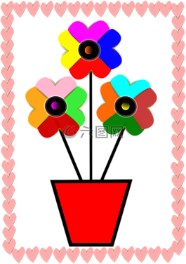 花盆,卡,鲜花