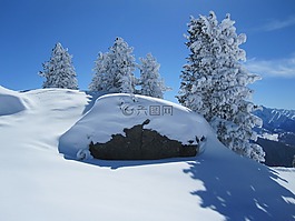 雪,冬天,山